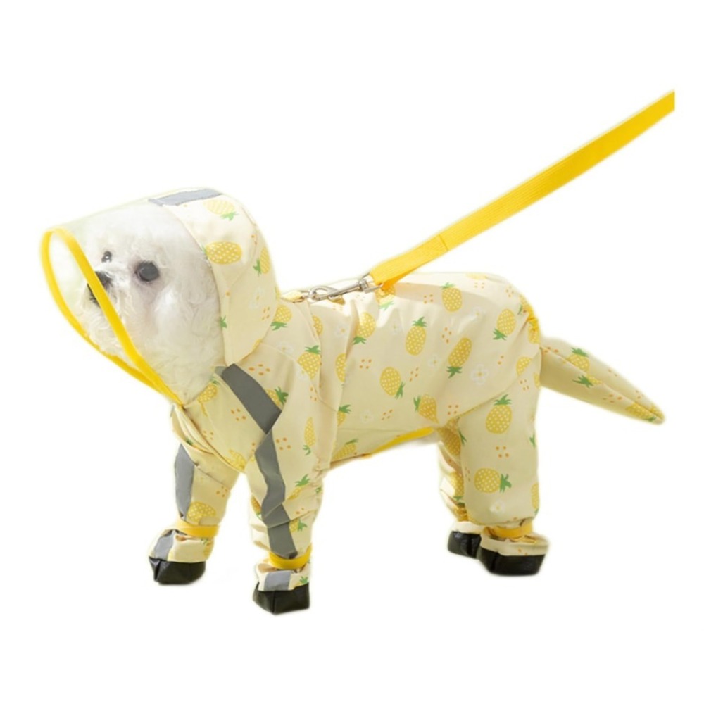 Dog Hooded Full Body Raincoat With Boots‎ Pineapple 11-14 lbs NWT